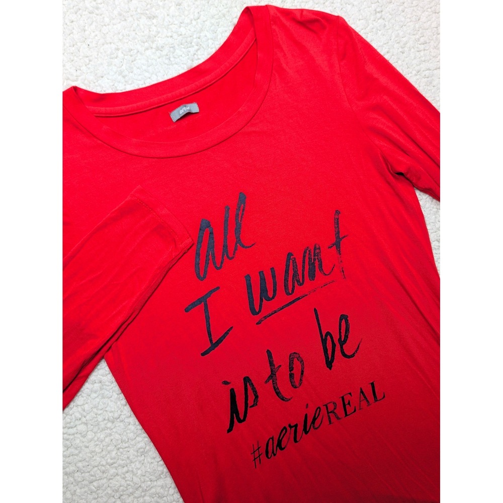 Aerie Womens #aerieREAL Graphic Viscose Stretch Red XS